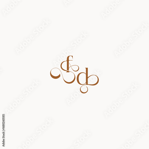 caligraphic style monogram luxury minimalist logo design DF wedding initial concept letter