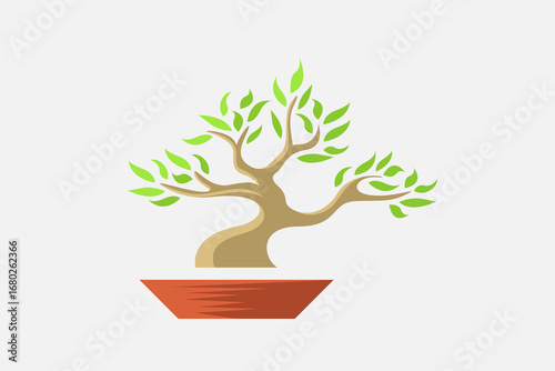 bonsai tree with red pot logo 