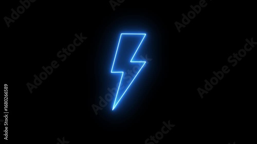 Glowing neon flash icon. flash sale lightning flash neon icon. 3D Style Map Pointer icon. flash sale design Isolated on Black Background. 4K Video motion graphic animation