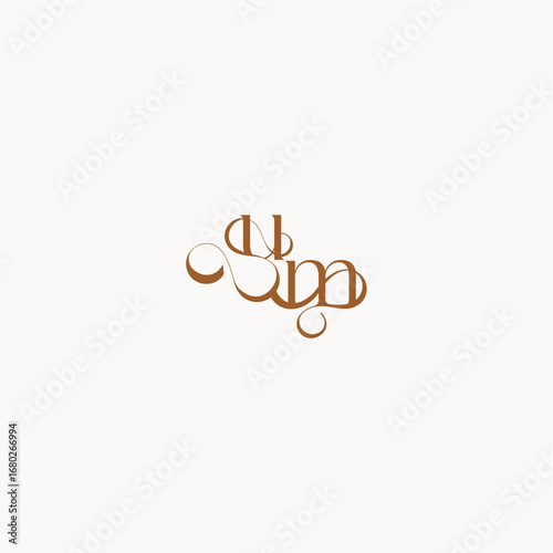 caligraphic style monogram luxury minimalist logo design MU wedding initial concept letter