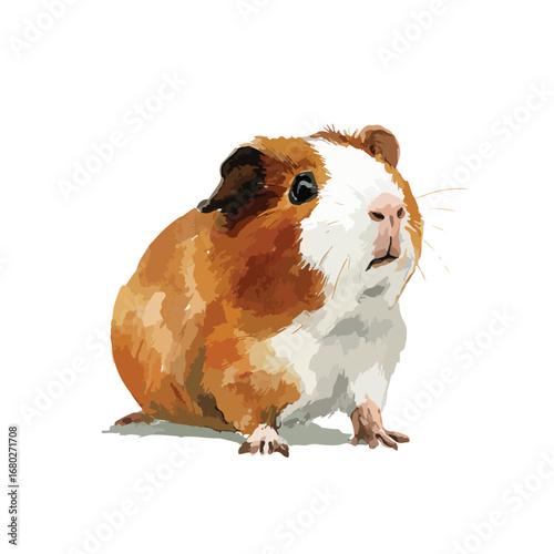 A Detailed Watercolor Portrait of a Curious Guinea Pig