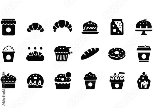 set of icons food bakery