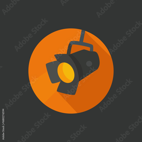 Flat Stage Spotlight Icon – Theater Light for Performance, Entertainment, Show, Drama, Concert, and Creative Event Vector Illustration
