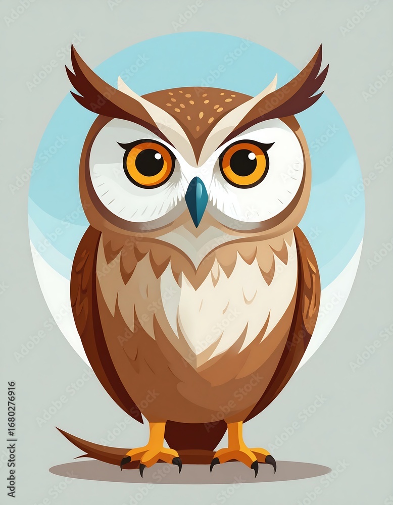 Fototapeta premium A cartoon owl with big eyes