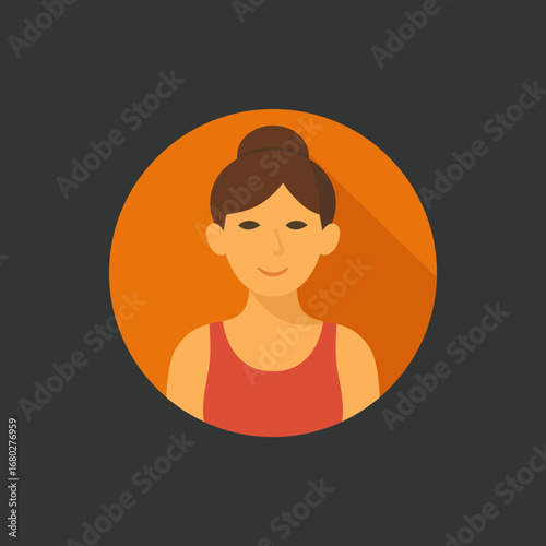 Flat Ballet Dancer Girl Icon – Elegant Female Ballerina Portrait in Costume for Dance, Performance, Fitness, and Healthy Lifestyle Vector Illustration