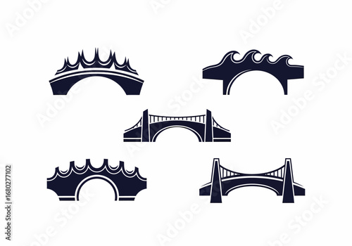 Flat vector bridges illustration set on a white background for design elements