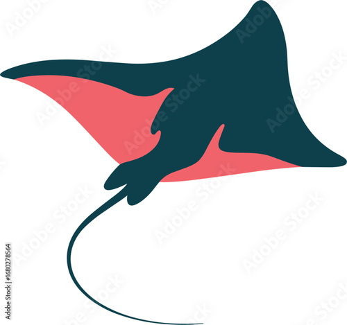 Manta Ray Vector Illustration Marine Animal Ocean Creature Sea Wildlife