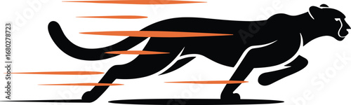Speeding Black Panther Silhouette with Motion Lines for Dynamic Logo Design