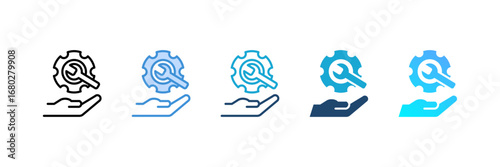Service icon set multiple style collection