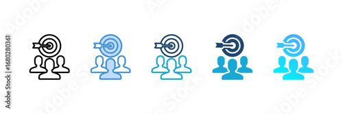 Audience icon set multiple style collection