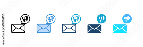 Email Marketing icon set multiple style collection
