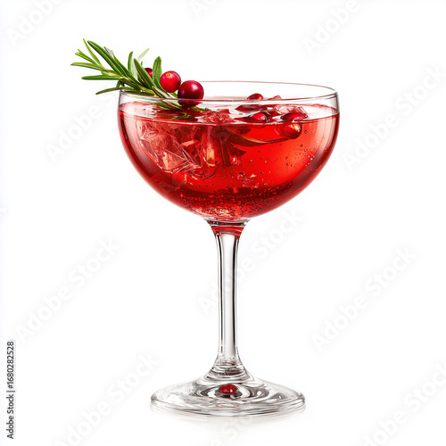 Cocktail glass with festive garnish
