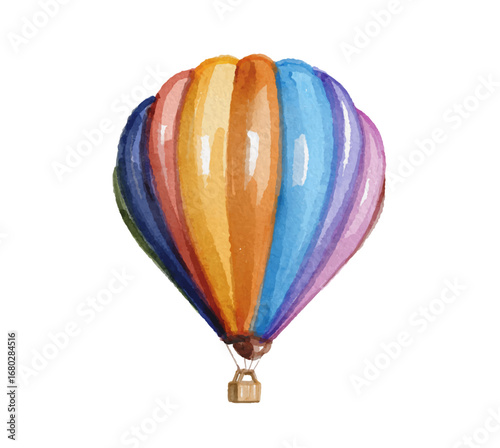 Hand painted watercolor air balloon isolated
