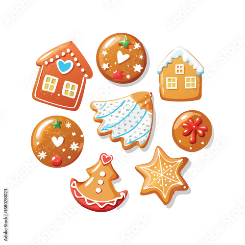 "Christmas Gingerbread Cookies Vector Set – Festive Holiday Icons"