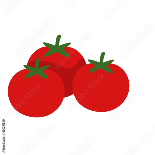Vector of fresh red tomatoes, symbolizing organic farming, vegetable nutrition, healthy food, harvest, and cooking ingredients.