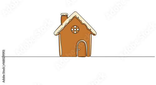 Gingerbread House Illustration: A delightful gingerbread house, perfectly captured in a clean illustration, its charm evokes a sense of warmth and festive cheer.