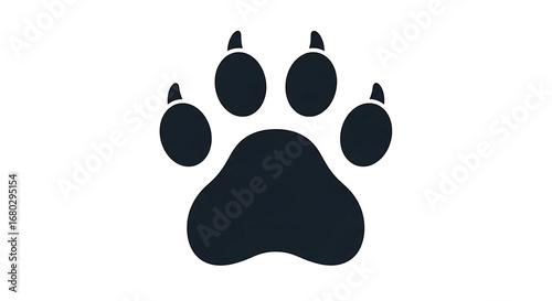 A simple, stylized black paw print with four toes and a large pad.