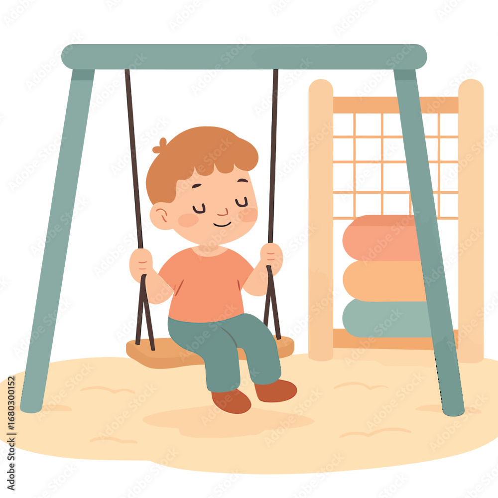 Obraz premium swings side by side in park, pastel cartoon illustration