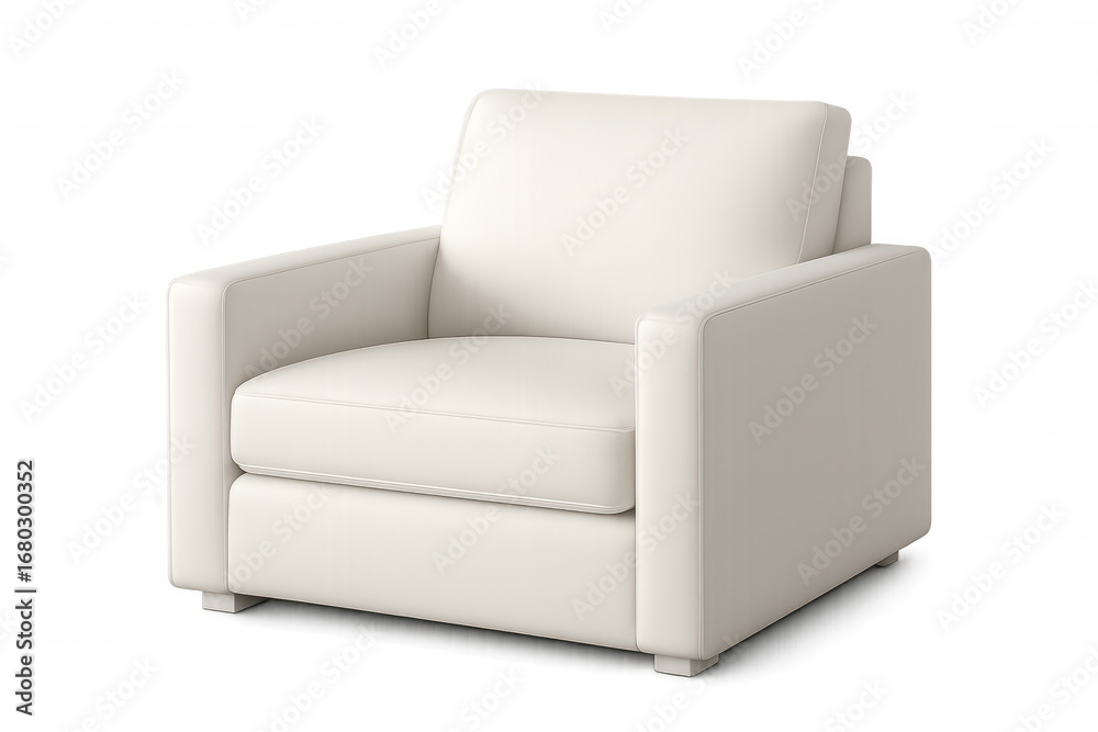 Fototapeta premium White armchair positioned against transparent backdrop, complementing contemporary minimalist interior design styling