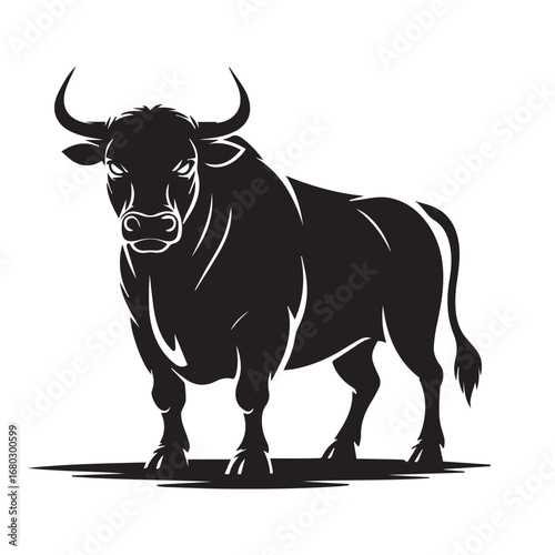 black bull isolated on white