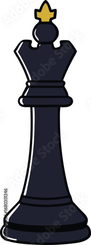 Black chess king piece tall upright silhouette vector illustration game strategy opponent victory piece isolated
