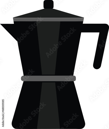 Sleek black coffee maker appliance for kitchen decor and beverage brewing vector illustration