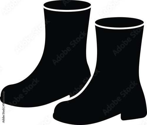 Elegant black leather boots pair vector illustration scalable fashion footwear graphic design element