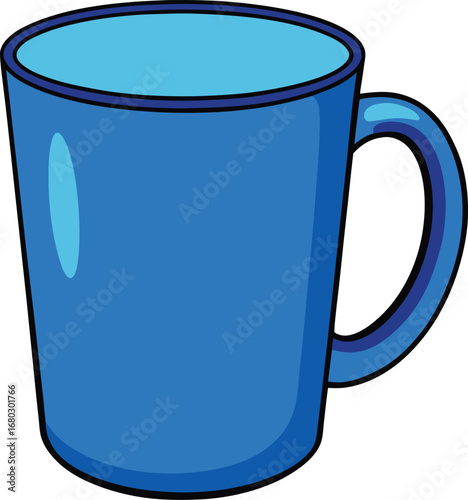 Glossy blue ceramic mug vector illustration isolated for your design projects