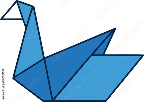 Blue origami swan bird vector illustration scalable graphic art eps icon