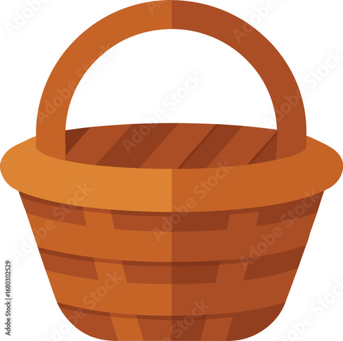 Brown wicker basket vector illustration scalable eps icon for graphic design and stock imagery