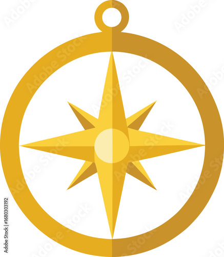 Golden nautical compass illustration vintage navigation tool vector graphic for exploration and adventure