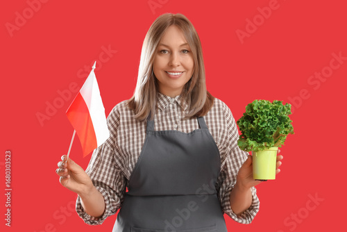 Female farmer with flag of ...
