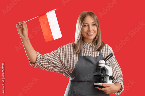 Female agronomist with flag...