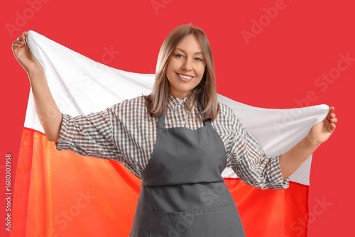 Female agronomist with flag...