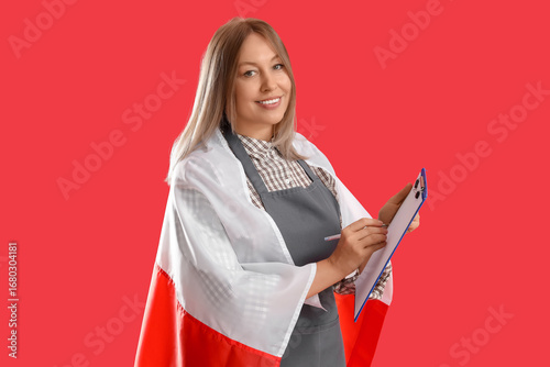 Female agronomist with flag...