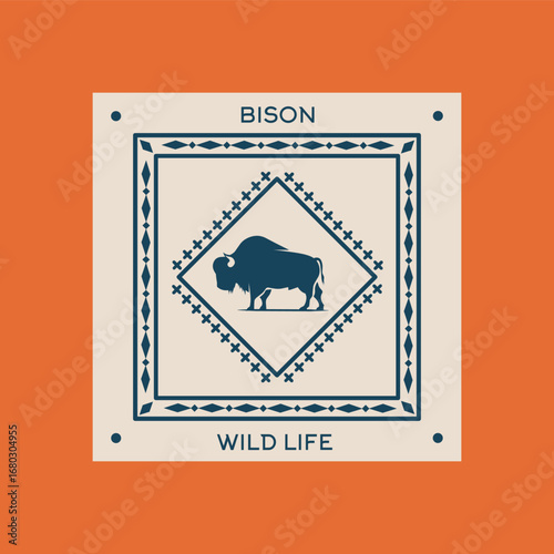 Bison Wild Life Bandana in Vintage Style