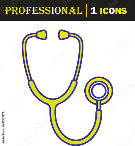 Vector art of a simple, clean graphic of a stethoscope, isolated on a, symbolizing healthcare and medical examination