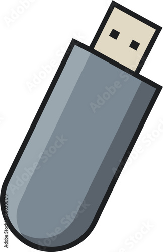 Scalable vector illustration of a sleek silver usb flash drive perfect for digital storage and data transfer icons