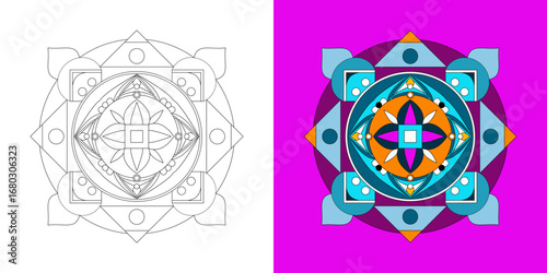 Geometric Mandala Art Depicting Symmetry and Balance With Intricate Patterns and Harmonious Shapes in a Visually Striking Composition