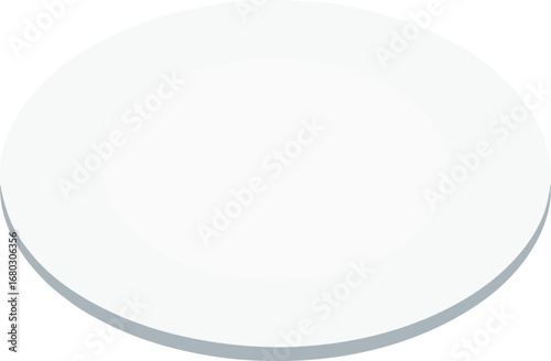 Clean white ceramic dinner plate vector illustration for modern table settings and food presentation