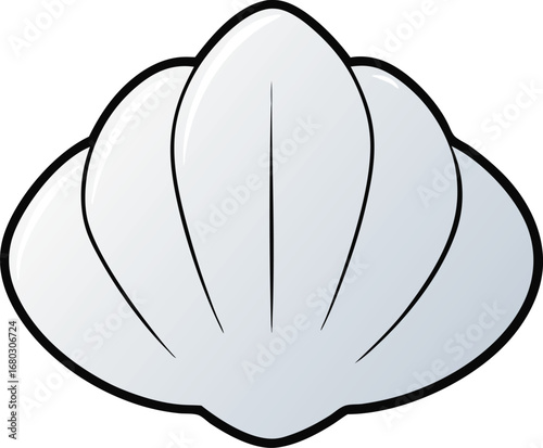 Vector illustration of a smooth glossy white seashell clam icon for scalable marine graphics