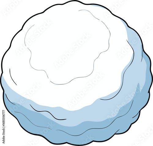Round frosty white snowball vector illustration with detailed textured surface ideal for winter graphics