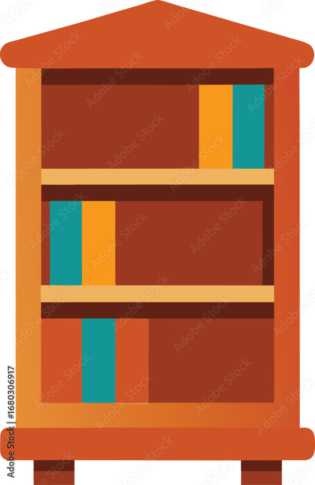Fototapeta premium Charming wooden bookshelf miniature illustration vector graphic scalable eps icon for adobe stock