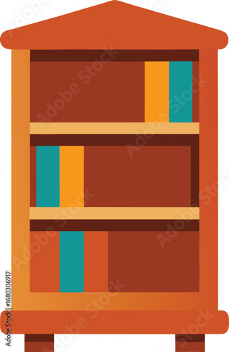 Charming wooden bookshelf miniature illustration vector graphic scalable eps icon for adobe stock