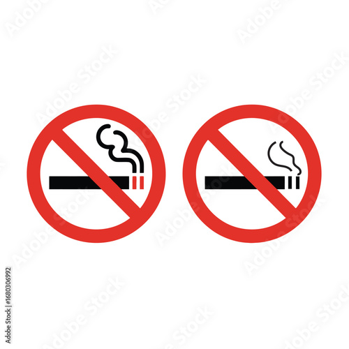 Free Download Two circular red no smoking signs with cigarette symbol - GFXLoad