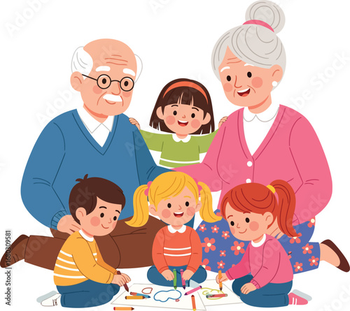  Grandparents and Grandchildren Playing Together