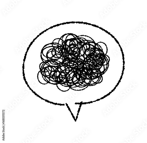 モヤモヤしている感情を表したグルグル線のある吹き出しのアイコン