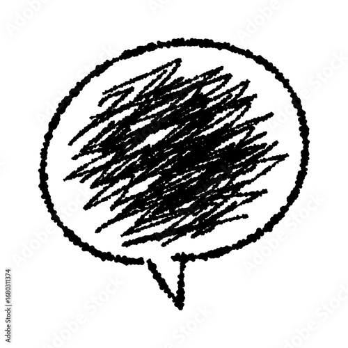 モヤモヤしている感情を表したぐちゃぐちゃした線のある吹き出しのアイコン