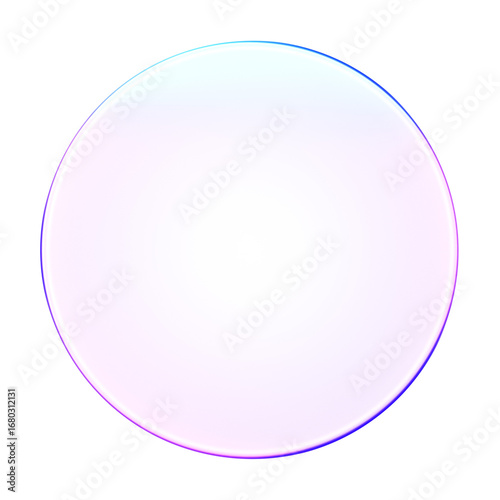 Minimal 3D glass style circle shape in purple and blue gradient. Suitable for abstract design, digital elements, and creative compositions