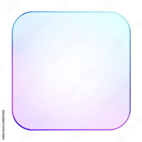 Minimal 3D glass style rounded square shape in purple and blue gradient. Perfect for design elements, UI, buttons, and abstract backgrounds